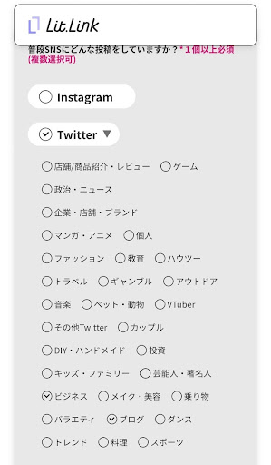 litlinkの設定画面